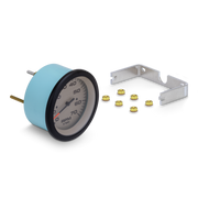 RPM gauge with mounting hardware on a white background