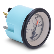 Temperature gauge with blue casing on a white background
