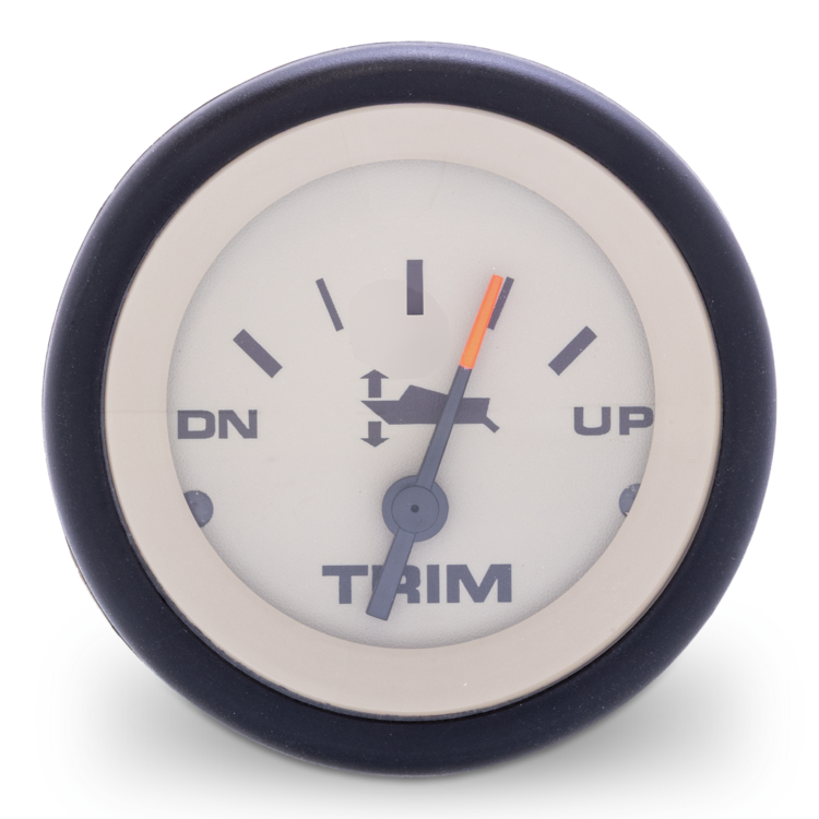 Trim gauge with needle pointing 'UP' on a white background