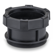 Black plastic fitting on a white background