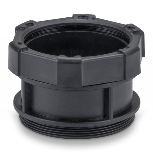 Black plastic fitting on a white background