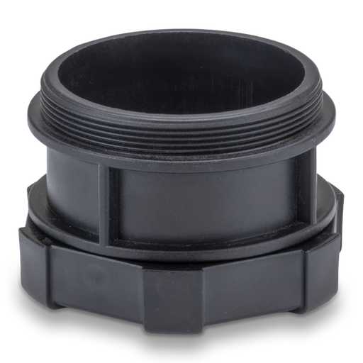 Black plastic fitting on a white background
