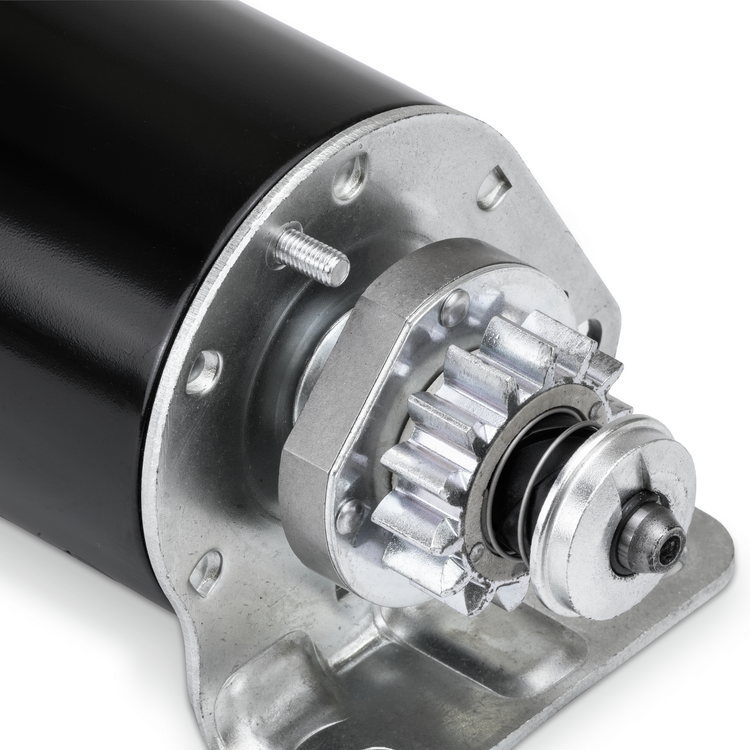 Closeup of a Prime Line 7-06819 starter motor gears on a white background