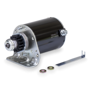 A lawn mower starter and washers on a white background
