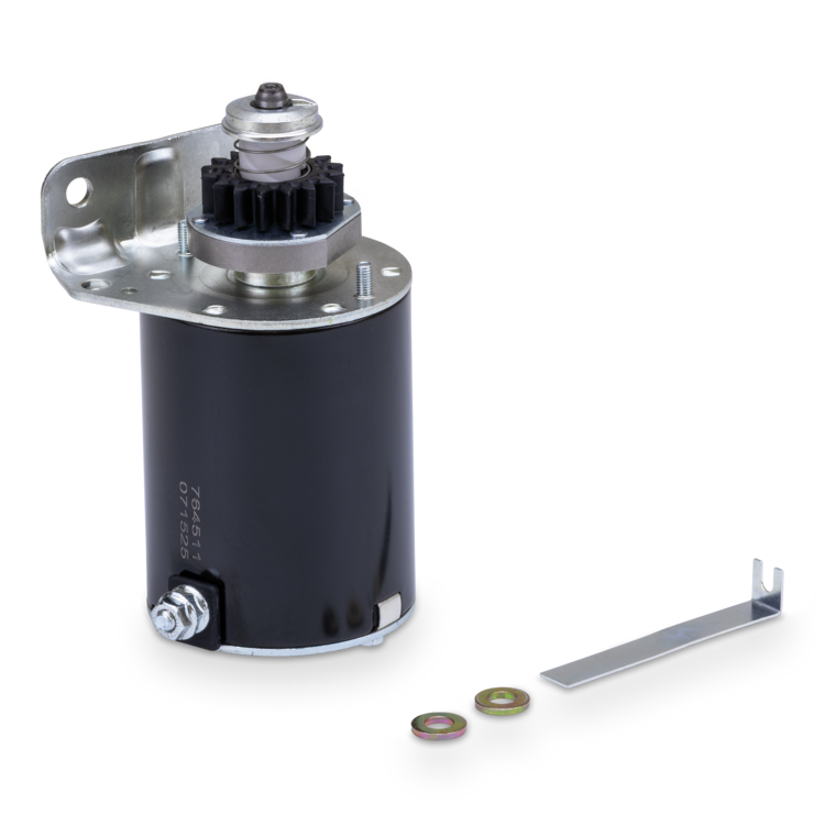 A Prime Line 7-06820 starter with washers and bracket on a white background