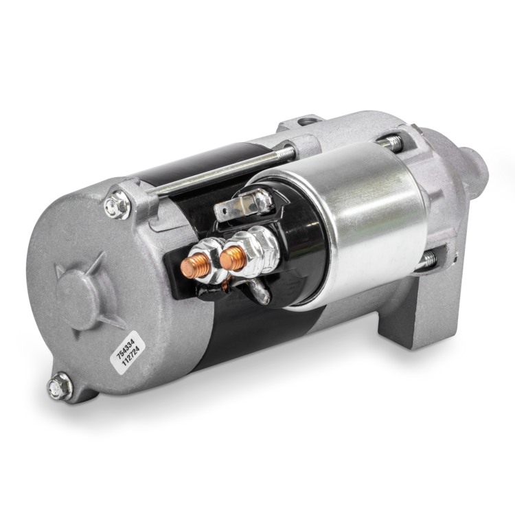 Prime Line 7-06858 starter motor laying on its side on a white background