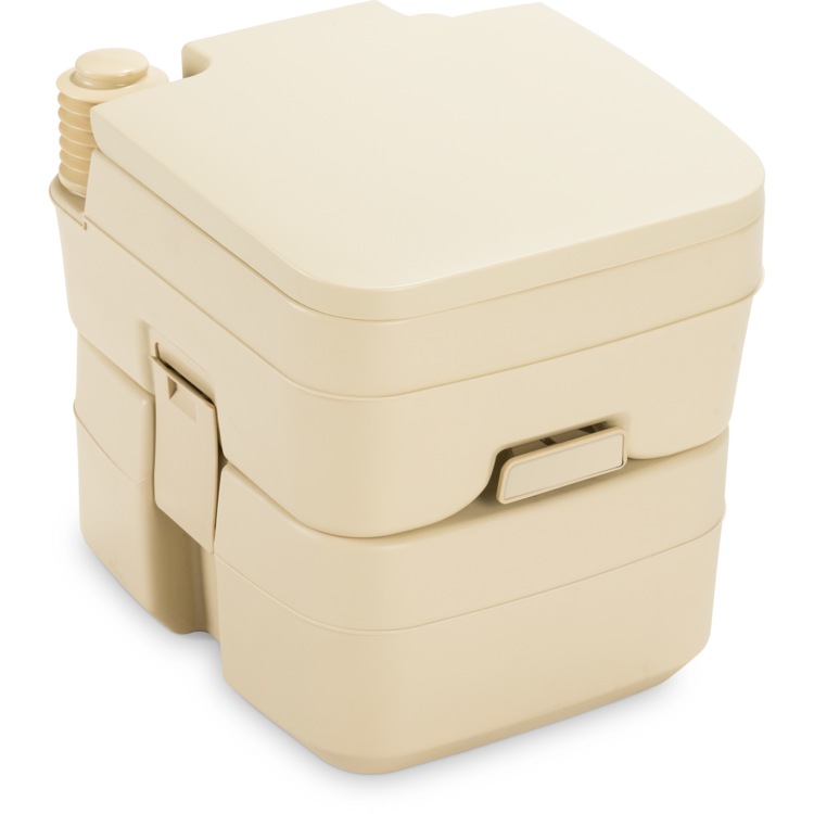 A 966 series portable Dometic toilet in parchment on a white background