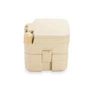 Side view of a closed 966 series portable Dometic toilet on a white background