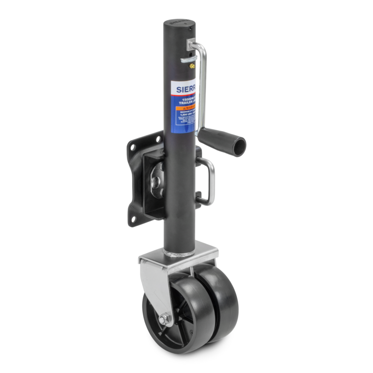 SIERRA branded dual-wheel trailer jack on a white background