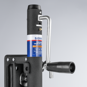 Sierra trailer jack and handle on a gray background