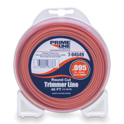 Spool of orange Prime Line Round Cut Trimmer Line on a white background