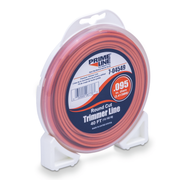 Spool of orange Prime Line round cut trimmer line on a white background