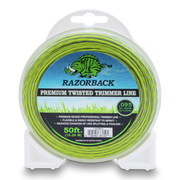Razorback premium twisted trimmer line packaging on a white background