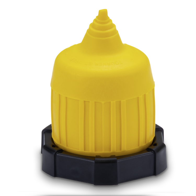 Yellow cover on a black base against a white background