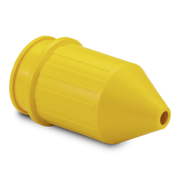 Yellow electrical cover on a white background