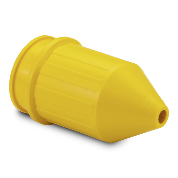 Yellow electrical cover on a white background
