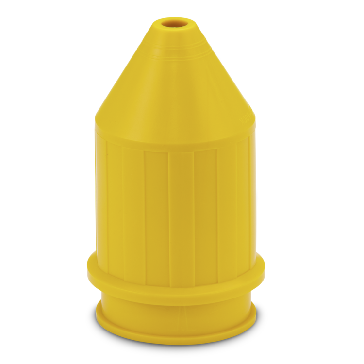 Yellow electrical cover on a white background