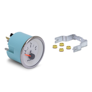 Fuel gauge with mounting hardware on a white background