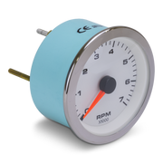 RPM gauge with blue casing on a white background