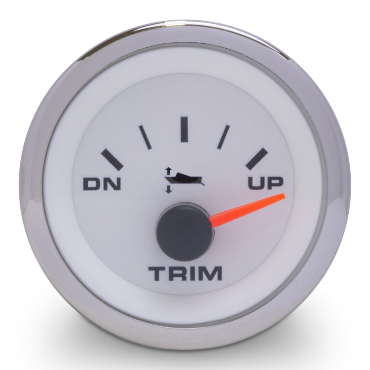 Trim gauge with 'DN', 'UP' indicators on a white background