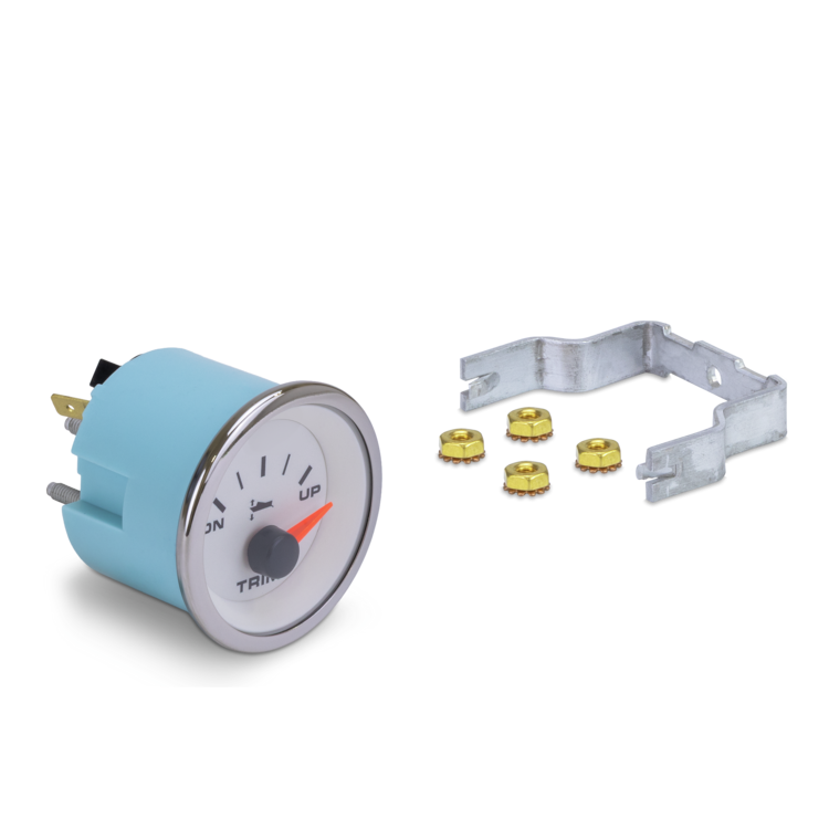 Mechanical trim gauge with accessories on a white background