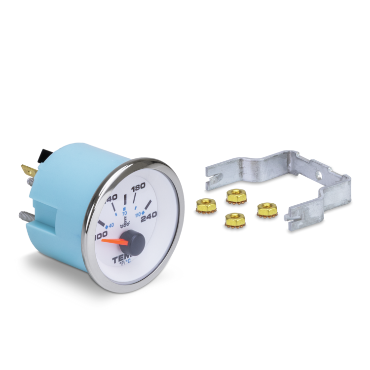 Temperature gauge with accessories on a white background
