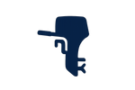 a 50px by 50px icon of a boat outboard engine. Make the entire icon #070071