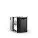 An open Dometic NRXD pull-out refrigerator in dark silver