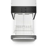 Top view of an open Dometic NRXD stainless steel boat or RV refrigerator