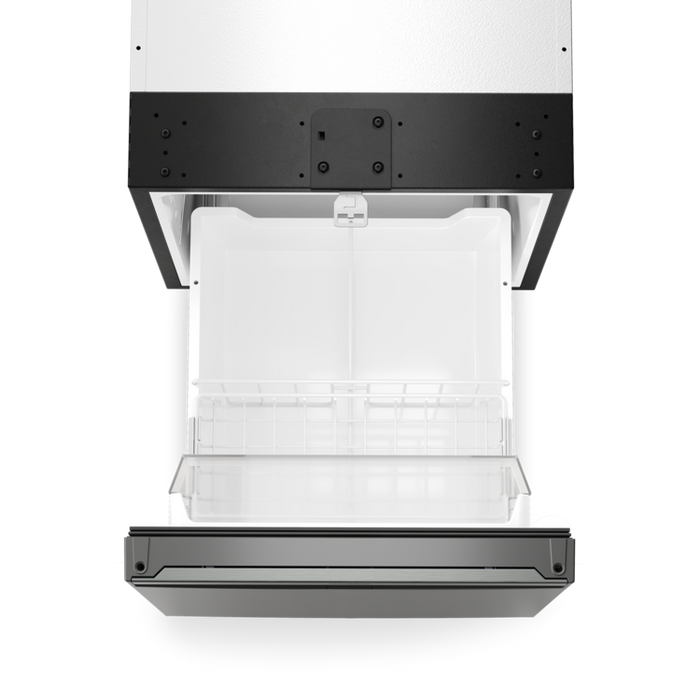 Top view of an open Dometic NRXD boat or RV refrigerator