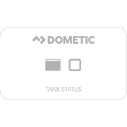 Dometic tank status indicator with water and power icons on a white background